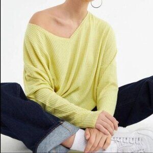 Urban Outfitters Women's Out From Under Yellow Oversize Thermal Sweater Small